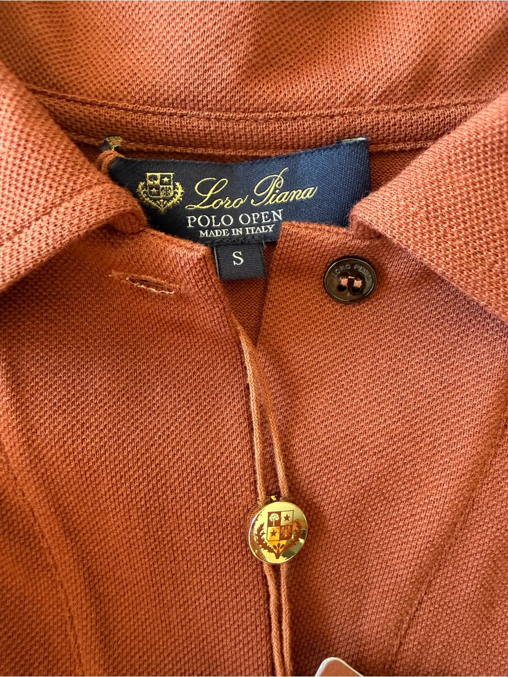 NWT Loro Piana Giraglia 2026 Open Pique Cotton Polo Shirt Rust Terracotta Sz S - Picture 4 of 7